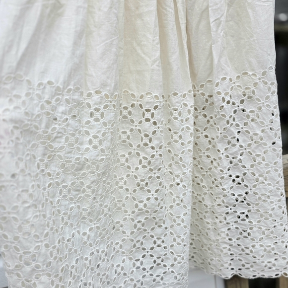 Free People Cream Long Sleeve Maxi Boho Crochet Flowy Dress Medium - Picture 3 of 4